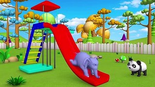 Elephant & Monkey Play With Forest Animals To Ride On Slider In Jungle | Animals Comedy Video