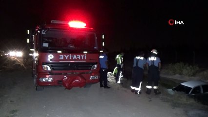 Otomobil sulama kanalına düştü