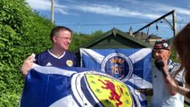 Scotland fans at Hampden Bowling Club- the site of the first Hampden Park