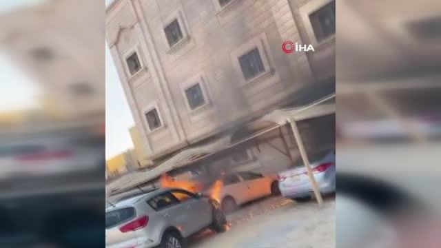 Yanan aracı halat yardımıyla uzaklaştırarak faciayı önledi
