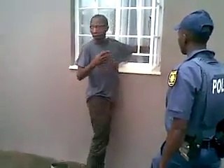 Cops caught the thieve and ask him to explain how he entered the house from a tight grill