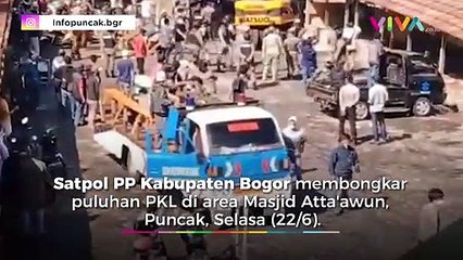 Lapak PKL di Puncak Bogor Dibongkar Satpol PP