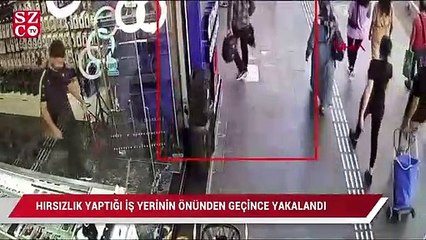 Hırsızlık yaptığı iş yerinin önünden geçince yakalandı