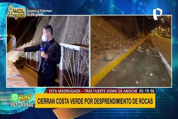 Download Video: Sismo de 6.0: Emape realizó labores para liberar tramos de la Costa Verde por desprendimiento de rocas