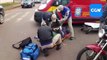 Motociclista fica ferido após colidir com utilitário, na Rua Adolfo García, no Bairro Brasmadeira