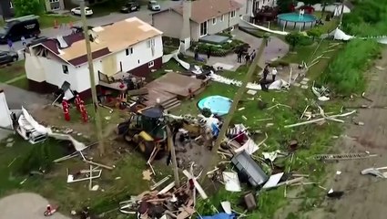 Trail of destruction after tornado hits Montreal suburb