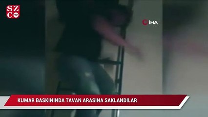 Ataşehir'de kumar baskınında tavan arasına saklanan kişiler kamerada