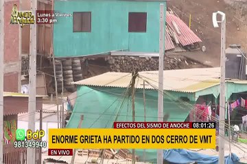 Chorrillos: Base se cae y vivienda queda en el aire tras sismo de 6.0