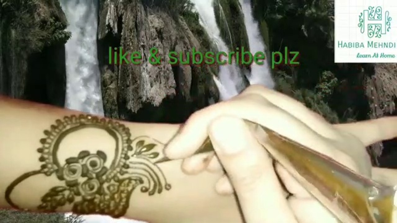 Back hand Arabic henna mehndi design  - floral mehndi design  - belt Arabic henna mehndi design  - easy simple  mehandi design  - Habiba Mehndi Art