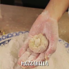 Mix de sabores: croquetas de patata, mortadela, mozzrella y pistachos