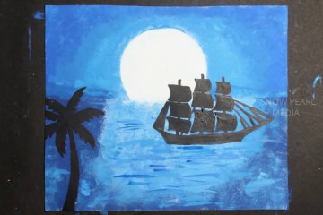 Sea Night Scenery Drawing | Art amd Crafts #13
