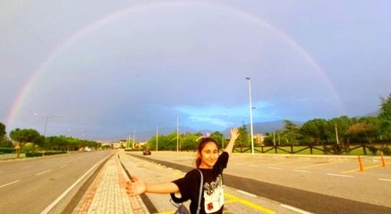 Fırtınanın ardından çifte gökkuşağı Denizli semalarını süsledi