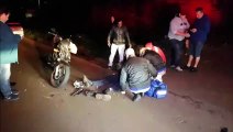 Colisão entre moto e Fiat Strada deixa homem ferido na Avenida Piquiri, no Bairro Interlagos