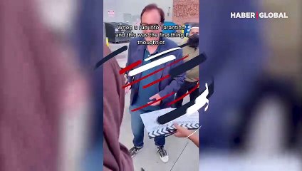 Dünyaca ünlü yönetmen Quentin Tarantino'ya ayağını imzalatan kadın sosyal medyada gündem oldu