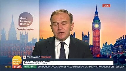 Download Video: Good Morning Britain - George Eustice says 'it's looking good at the moment' to remove the legal requirement to wear a facemask after July 19th. But he does warn some settings, including the underground, might have different guidance