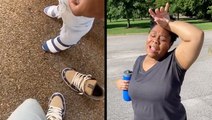 Man Wears Girlfriend's Heels To Protect His Sneakers & When Bae Asks You To Go On A Walk