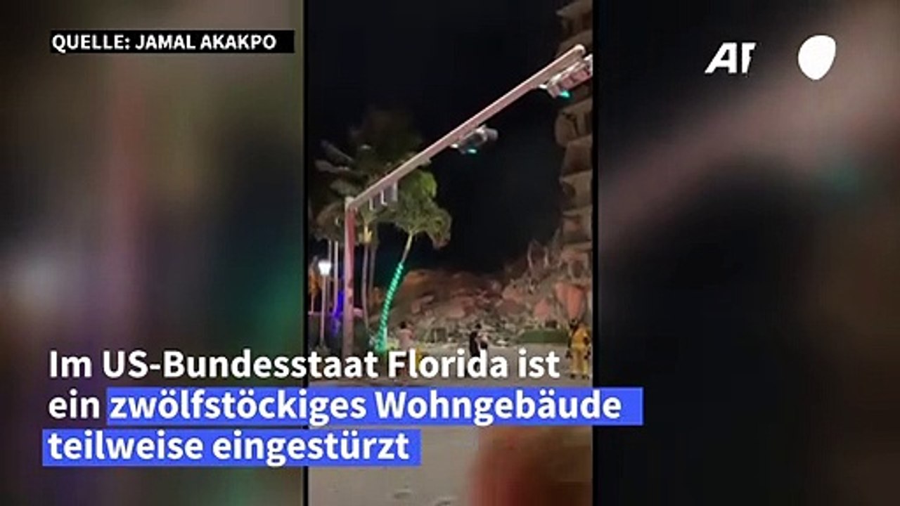 Zwölfstöckiges Gebäude in Florida teilweise eingestürzt