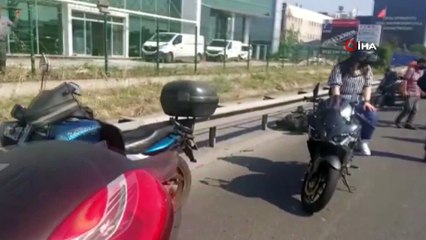 Basın Ekspres Yolunda motosiklet ile araç çarpıştı: 2 yaralı