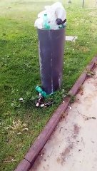 Andria: un bidoncino stracolmo di rifiuti in villa comunale