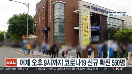 오후 9시까지 코로나19 신규 확진 550명