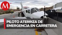 Avioneta aterriza de emergencia en plena autopista de Tlajomulco