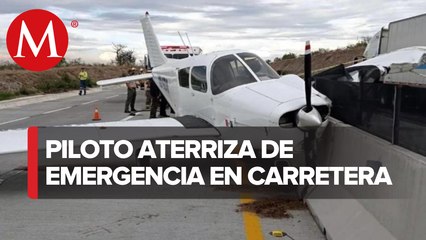 Avioneta aterriza de emergencia en plena autopista de Tlajomulco