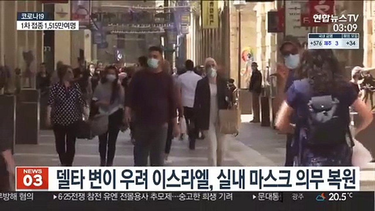 델타 변이 우려 이스라엘, 27일 실내 마스크 의무 복원