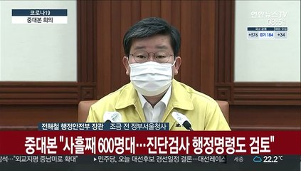 [현장연결] 중대본 "사흘 연속 600명대…진단검사 행정명령 검토"