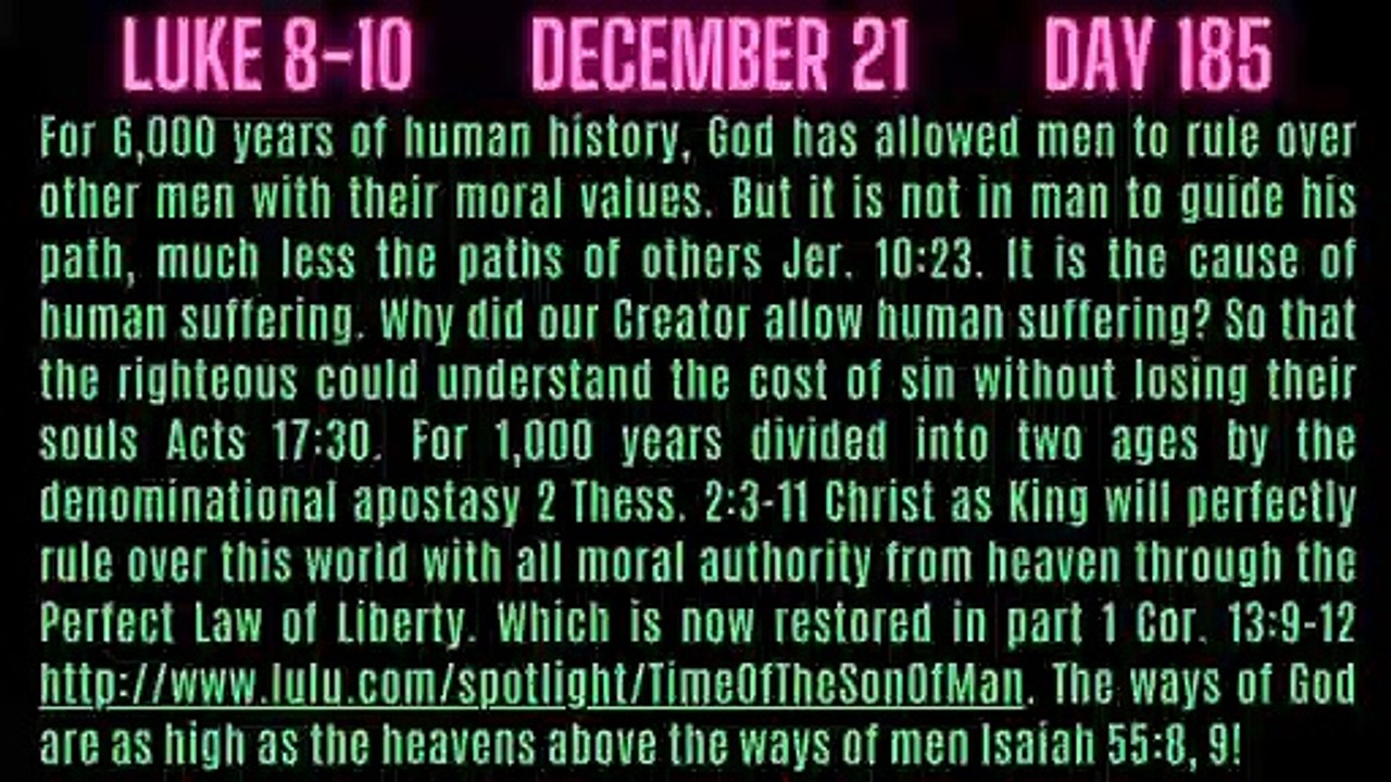 Luke 8-10  GOD'S OBJECTIVE TRUTH WAS WITH MAN IN THE GARDEN & WILL BE WHEN DEATH IS DESTROYED 1 COR. 15:24-26