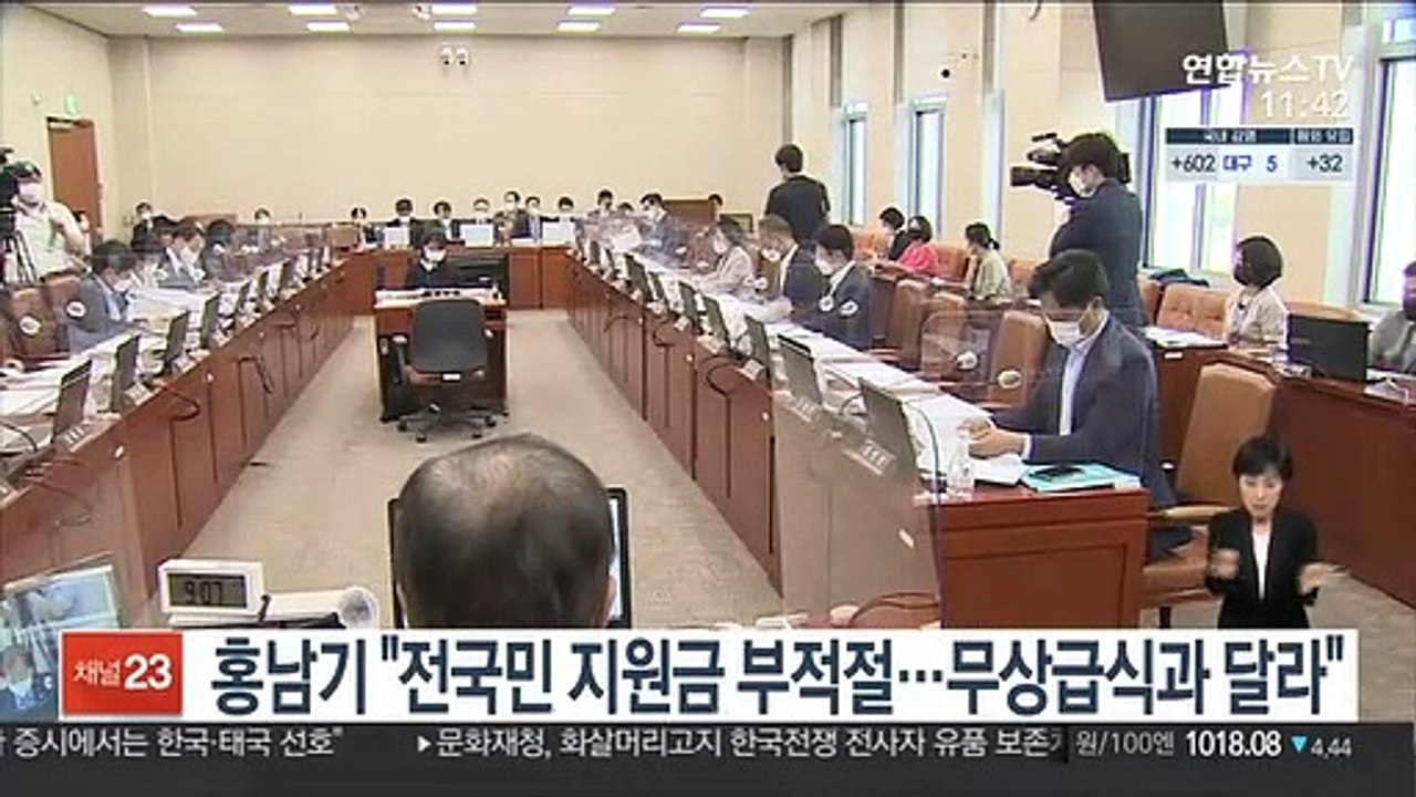 홍남기 "전국민 지원금 부적절…무상급식과 달라"