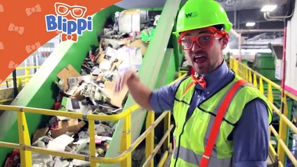 Blippi recicla con los camiones de la basura  | Videos de vehículos para niños part 1