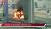 İstanbul Havalimanı'nda korkutan anlar: Vip araç hem patladı hem de alev alev yandı