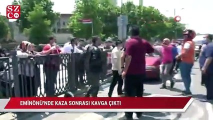 Eminönü’nde kaza sonrası yaşanan kavga kamerada