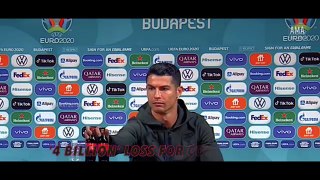 Cristiano Ronaldo  reaction to seeing Coca Cola  4 billion loss  bottles at a press conference   4K  Trading video