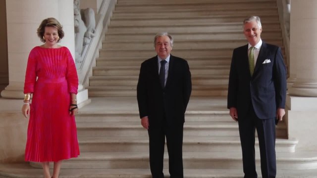 Le secrétaire général de l'ONU Antonio Guterres a rencontré le roi Philippe et la reine Mathilde