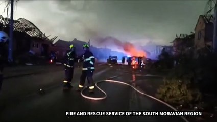 Destruction after rare tornado razes Czech homes