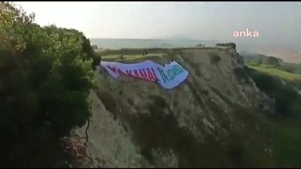 Erdoğan’ın katılacağı temel atma töreninin yapılacağı alana 'Ya Kanal Ya İstanbul' pankartı