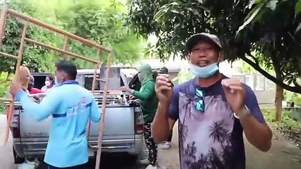 อ่างทอง ฮือฮาต่อนั่งร้านให้เจ้าหน้าที่กู้ภัยจับงูเหลือมบนที่สูงกว่า8เมตร