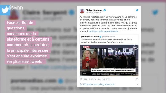 La journaliste Claire Sergent embrassée de force en direct sur CNews, elle exprime sa colère sur Twitter