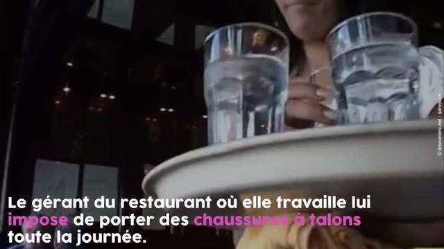 Cette serveuse montre ses pieds en sang après le travail.
