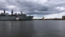 HMS Albion coming into Leith Harbour