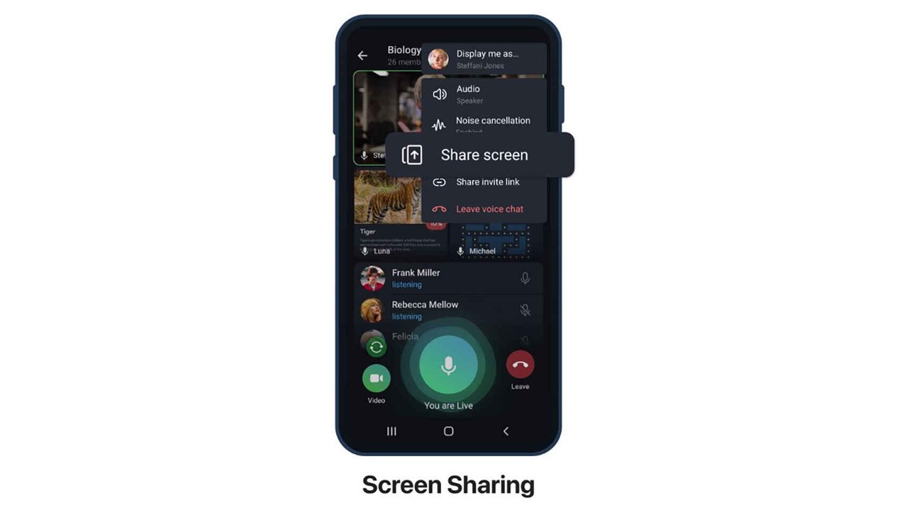 Compartir pantalla en Telegram