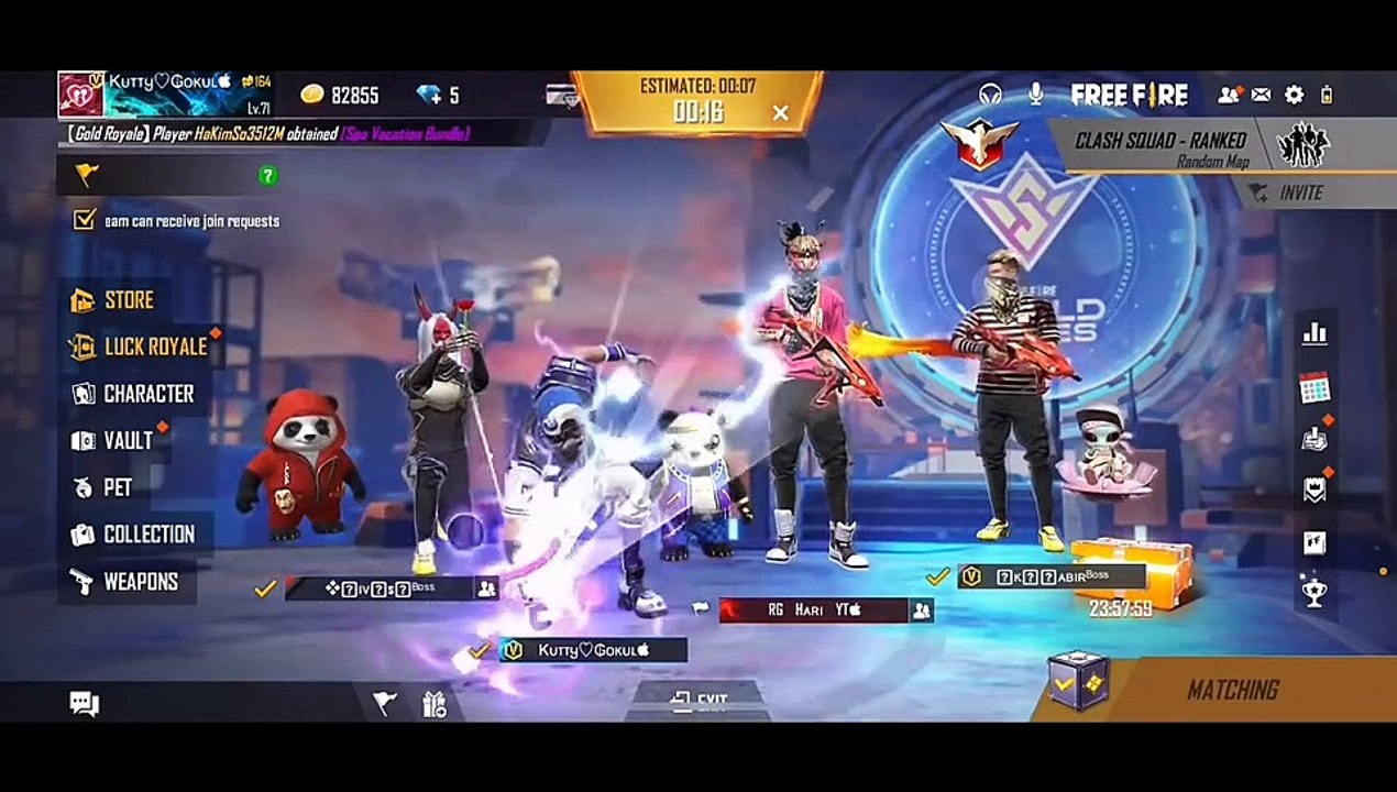 Garena - free fire gameplay | Kutty Gokul with SK sabir boss | Clash squad ranked | Gaming with Kutty gokul |