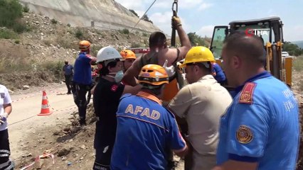 Bursa'da göçükte can pazarı... Mahsur kalan işçi bir saat sonra güçlükle kurtarıldı