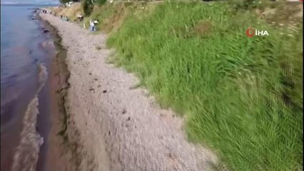 Sağlık çalışanları Kurşunlu Sahili'ni temizledi