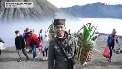 Thousands climb Indonesian volcano for ritual sacrifice