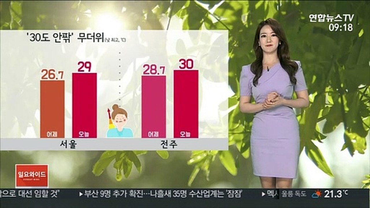 [날씨] 휴일 '30도 안팎' 더위…내륙 소나기