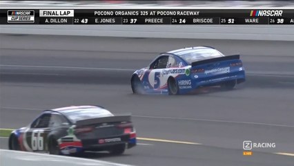 NASCAR Cup Series Pocono 2021 Race 1 Incredible Finish Larson Passes Bowman Lead And Puncture Crash