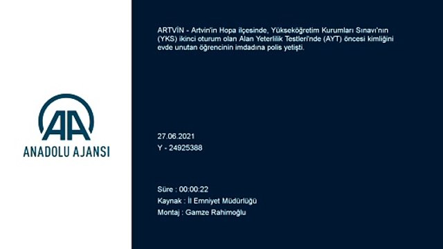 ARTVİN - Kimliğini evde unutan üniversite adayının yardımına polis koştu