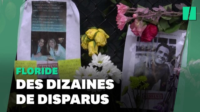 Après l'effondrement d'un immeuble en Floride, un mémorial de fortune pour les disparus